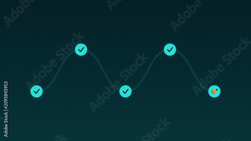 Animated Learning path milestones progress turquoise education loop