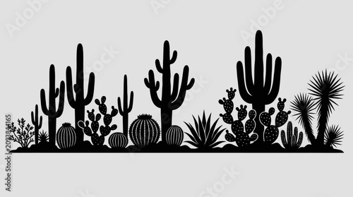 Schilderij op canvas Desert flora silhouette