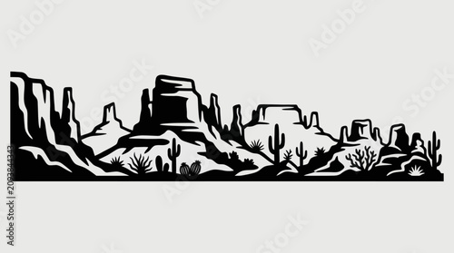 Desert landscape rock formation silhouette