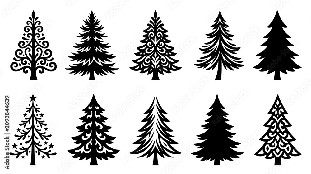 Obraz premium Decorative tree silhouettes collection