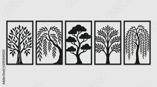 Foto Decorative tree silhouettes collection