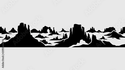 Desert landscape silhouette