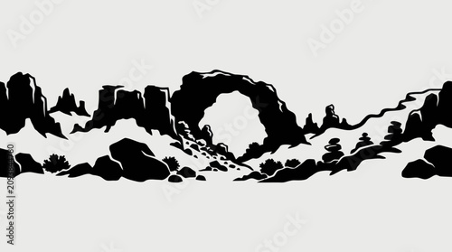Quadro su tela Desert landscape with rock arch formation