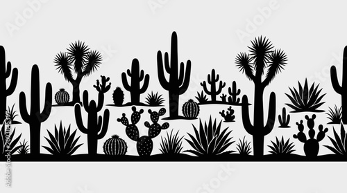 Photos Desert plant silhouette border pattern