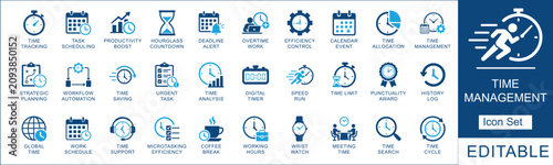Bild auf Leinwand Time management icon set