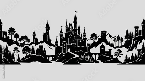 Photos Fantasy castle landscape silhouette