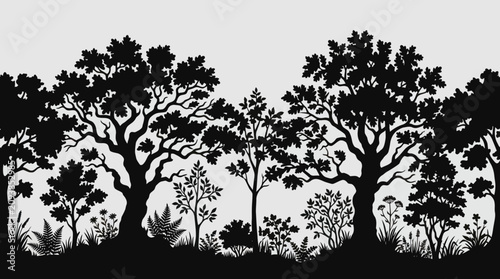 Forest silhouette scene