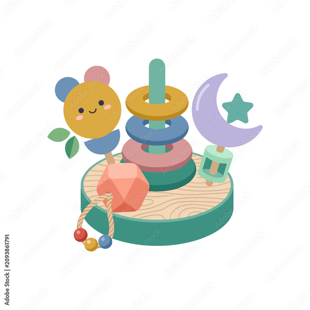 Naklejka premium Colorful Baby Toy with Rings.