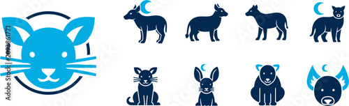 Photography A blue cat face logo is surrounded by various animal icons.