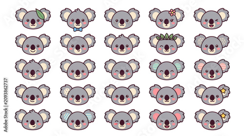 Photography Collection of cute koala faces icons