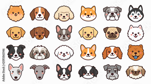Cuadro en lienzo Collection of cute dog faces