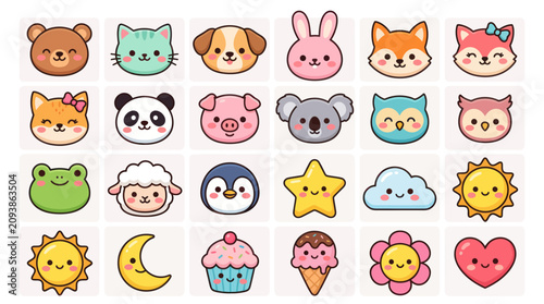 Photography Cute animal and object icons