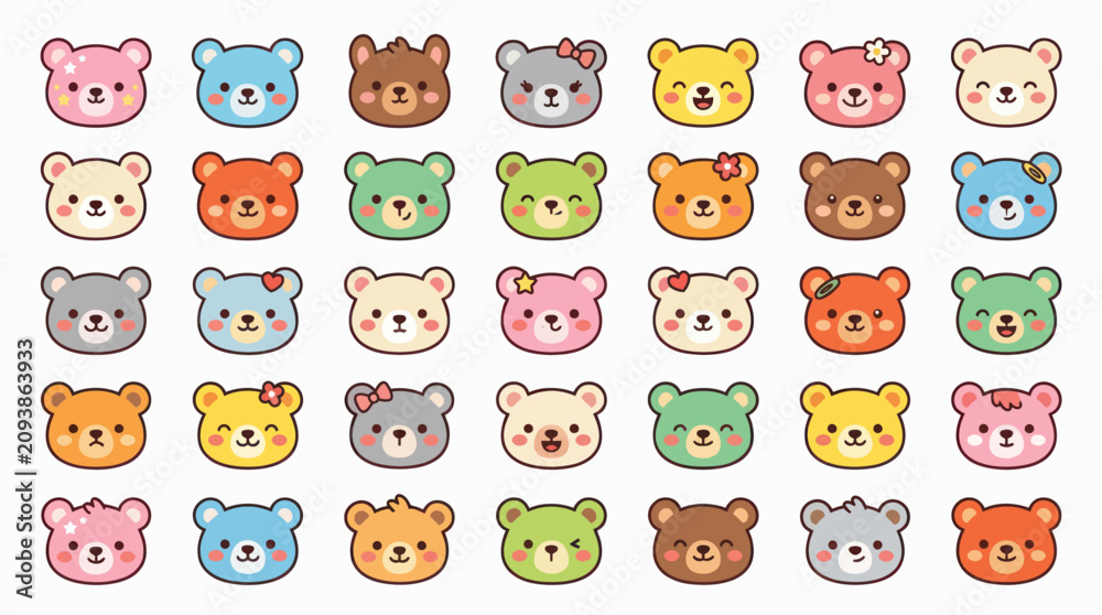 Fototapeta premium Cute bear faces collection