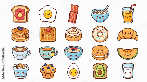 Cute breakfast food assortment