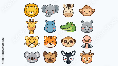 Photography Cute cartoon animal faces collection