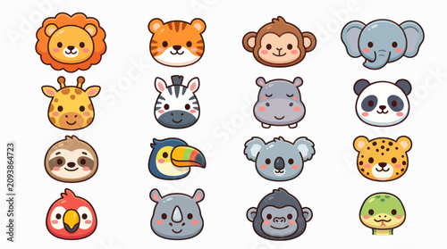 Photography Cute cartoon animal faces collection
