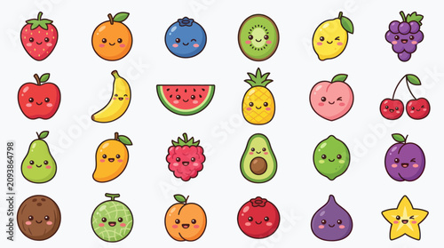 Cute cartoon fruit characters collection