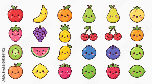 Cute cartoon fruit collection