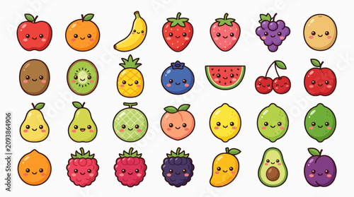 Cute cartoon fruit collection