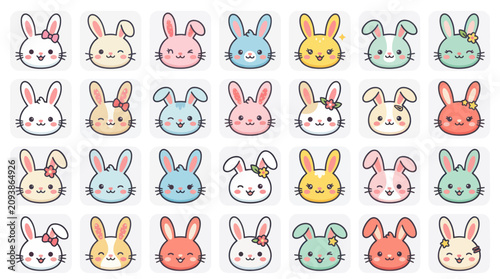 Cute bunny faces collection