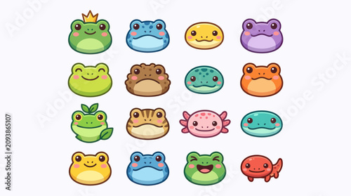 Cute cartoon amphibian collection