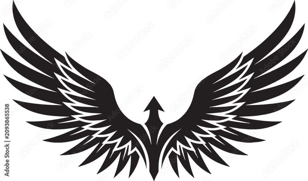 Fototapeta premium Black eagle wings emblem symbol design isolated on a plain background for creative projects and graphic logos isolated on transparent background, Vector