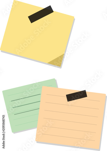 Colorful sticky notes with tape vector