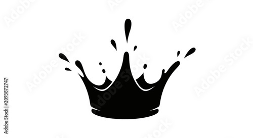 Vector illustration of black liquid splash crown shape on a transparent background