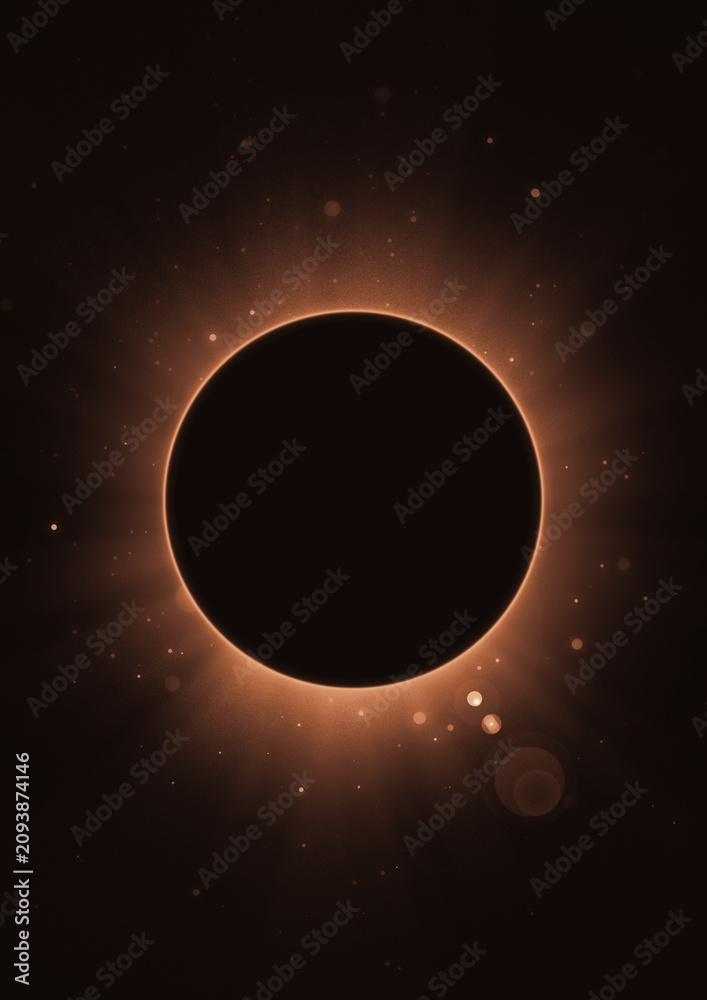 Fototapeta premium Abstract Total Solar Eclipse with Golden Light Corona