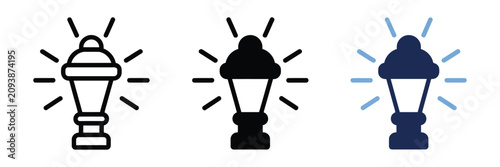 Bild auf Leinwand Lantern Icon Set, vintage street lamp symbols, outdoor garden lighting, park ill