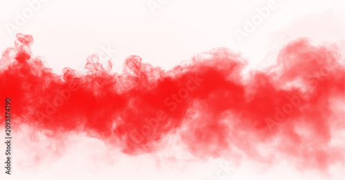 Abstract red smoke isolated on transparent white background. Red color fog clouds rising up. Colorful smoke texture. Steam, vapor, gas, fog special effect. Texture overlays. Graphic design elements