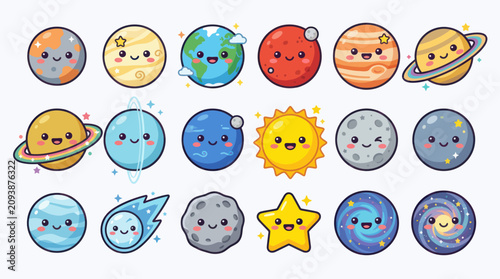 Fényképezés Cute celestial bodies and cosmic elements