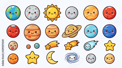 Fényképezés Cute celestial bodies and space elements