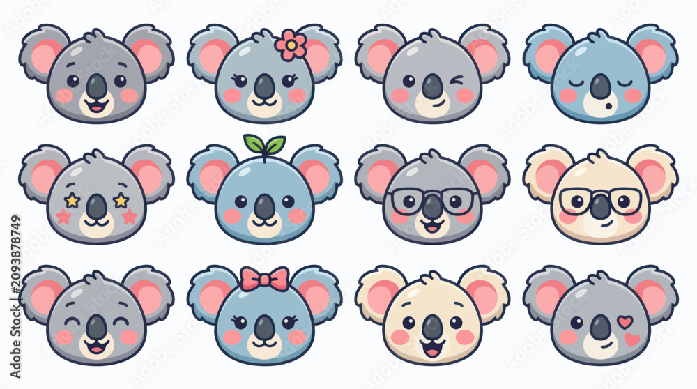 Φωτογραφία Cute koala expressions set
