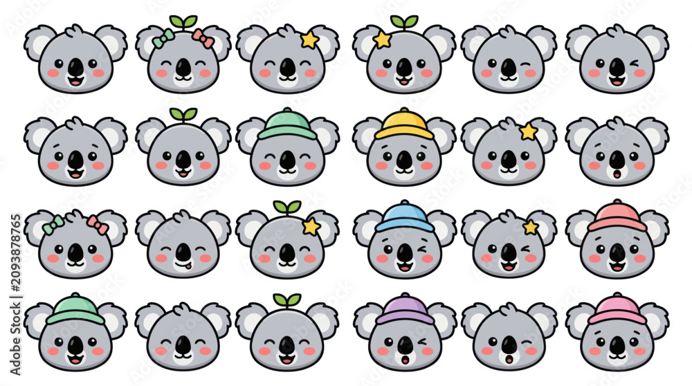 Φωτογραφία Cute koala face collection with various expressions