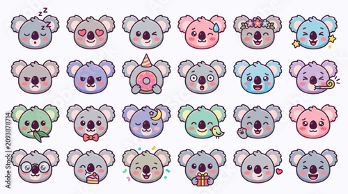 Canvas Print Cute koala emoticon collection