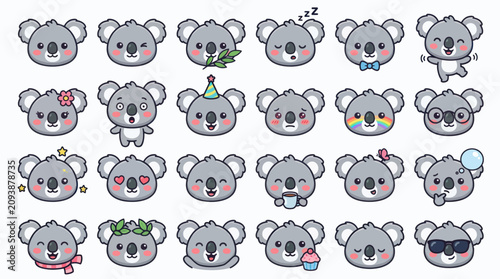 Photography Cute koala emoticons set
