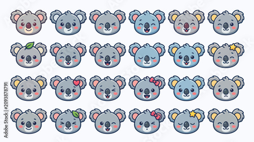 Photography Cute koala face emoticon collection