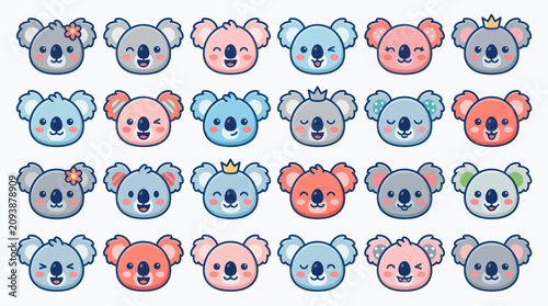 Photography Cute koala faces collection