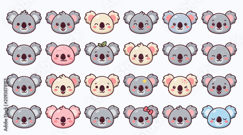 Photography Cute koala faces collection