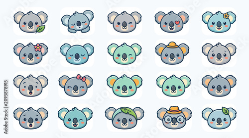 Canvas Print Cute koala faces collection