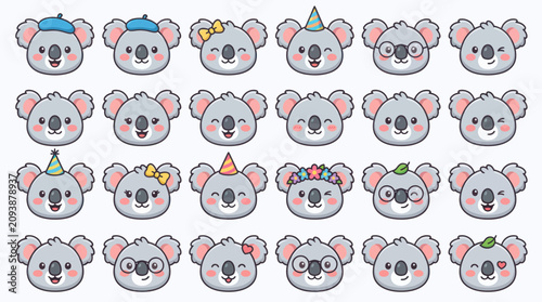 Canvas Print Cute koala faces collection