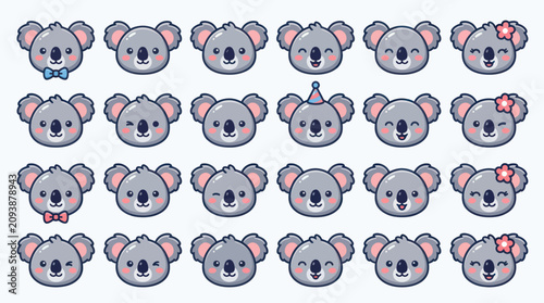 Photography Cute koala faces collection