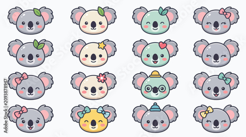 Canvas Print Cute koala faces collection