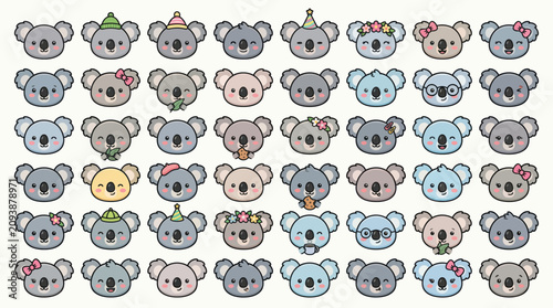 Canvas Print Cute koala faces collection