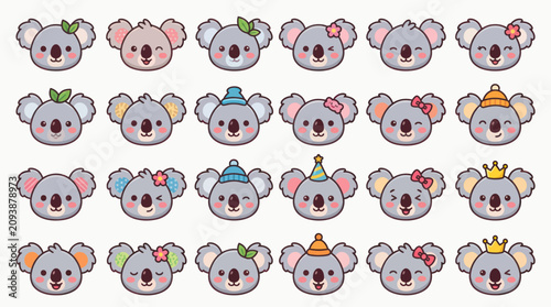 Canvas Print Cute koala faces collection