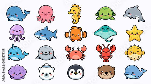 Photography Cute ocean animals collection