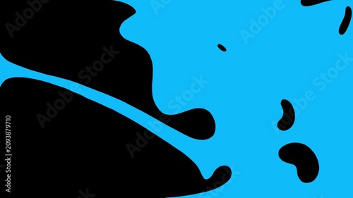 Horizontal 4K video. Loop transition abstract animation with petrol, black fuel oil, pink liquid lines, paint, green sludge, magenta flow, blue water. Ecology disaster in Black Sea concept