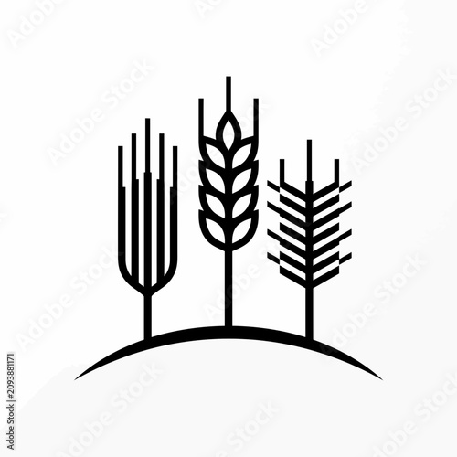 Obraz na plátne Black wheat and fork farm icons.