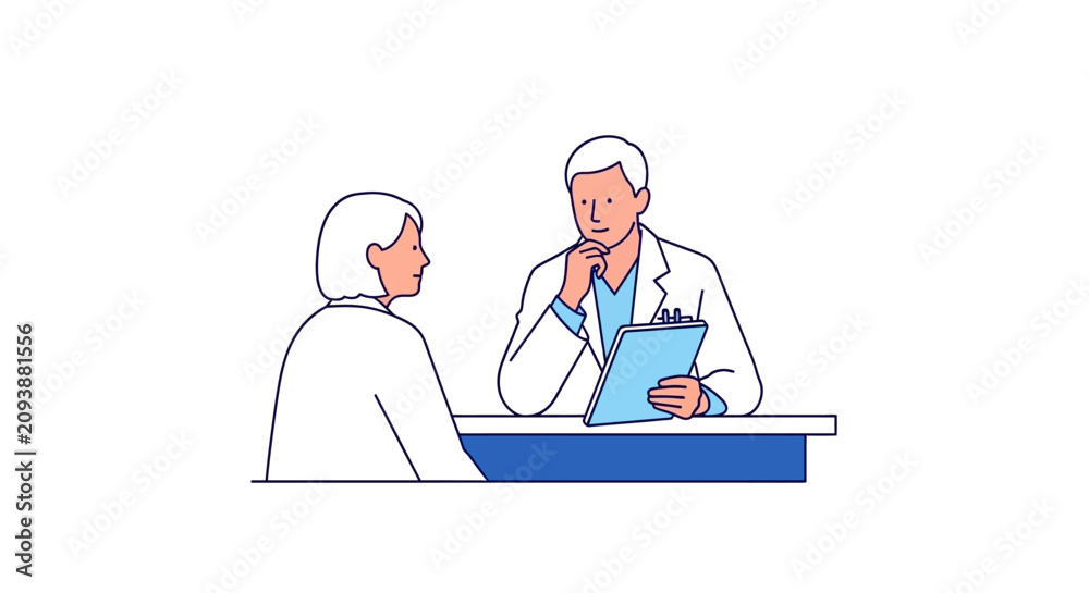 Fototapeta premium Doctor consulting patient, medical check-up, healthcare consultation, medical examination, doctor's office